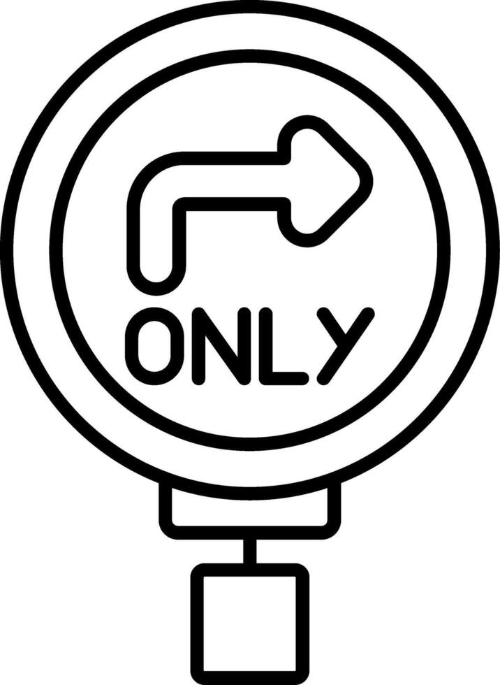 Right Lane Must Turn Right Line Icon vector
