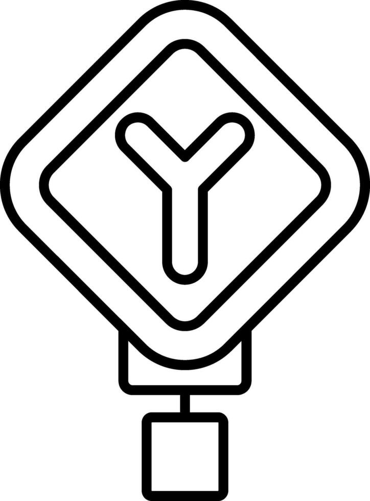 Y Intersection Line Icon vector