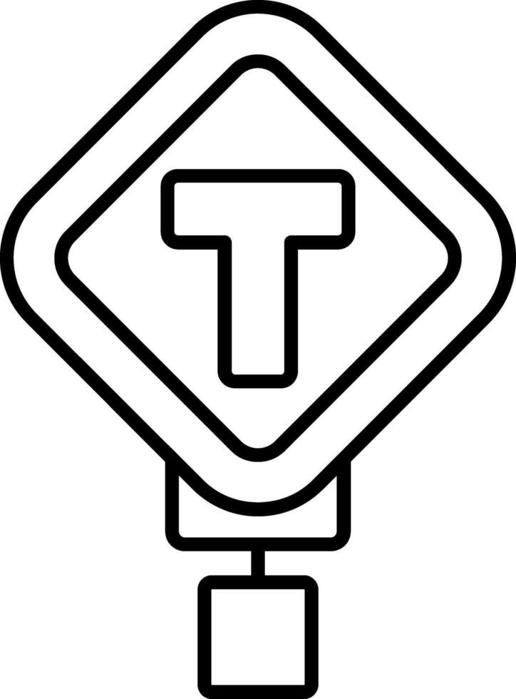 T Intersection Line Icon vector