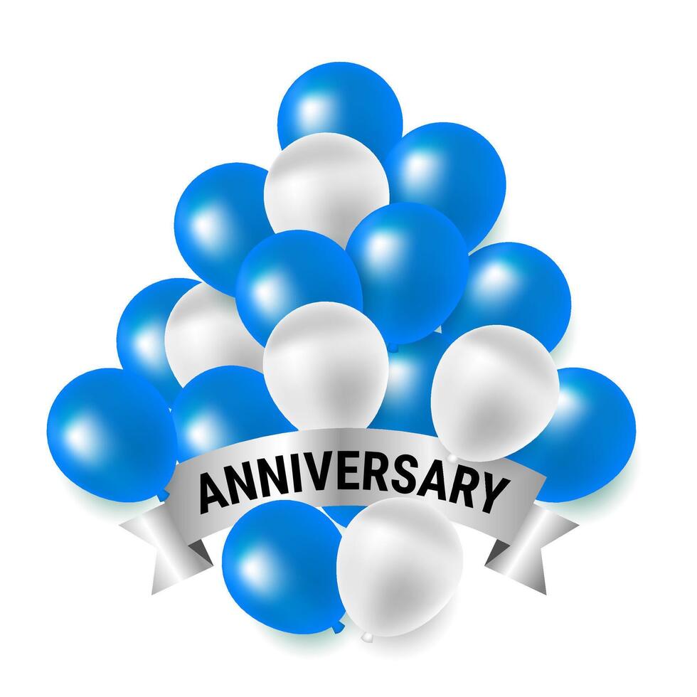 Blue and white party balloons for anniversary celebration vector
