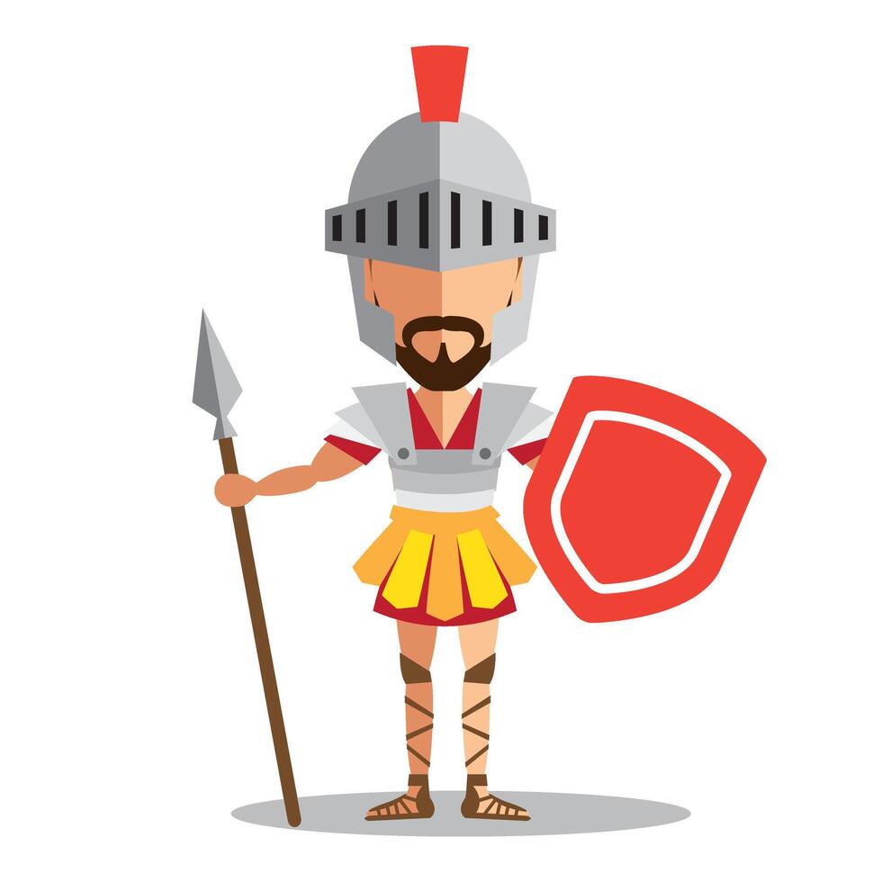 Knight wearing armor holding a shield and a sword vector
