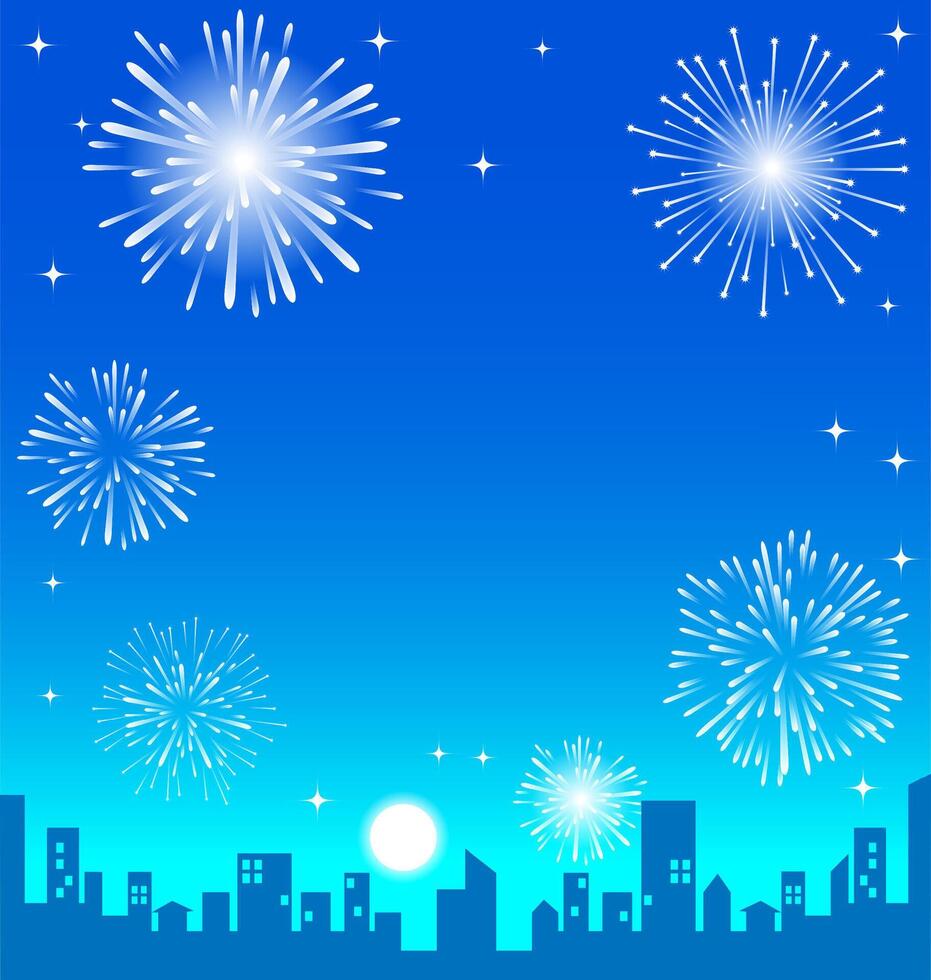 Fireworks over the night city vector