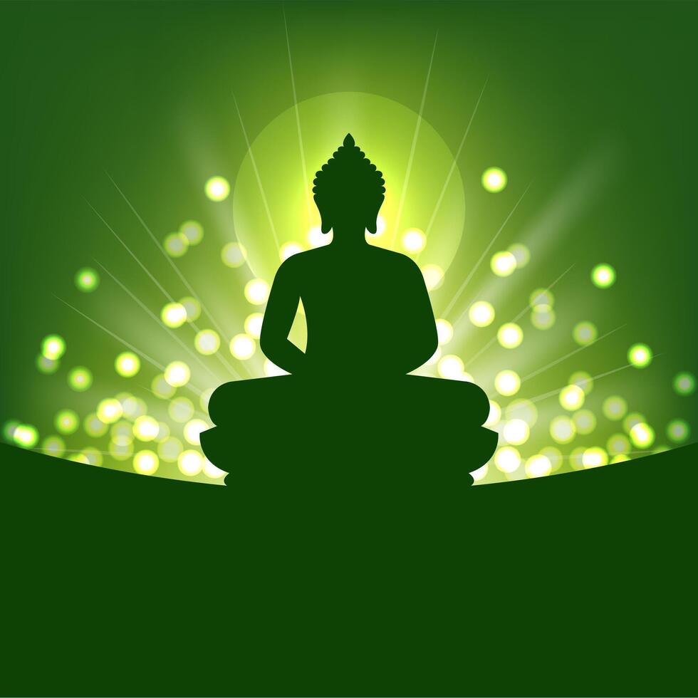 Buddha silhouette and abstract light for Buddhism vector