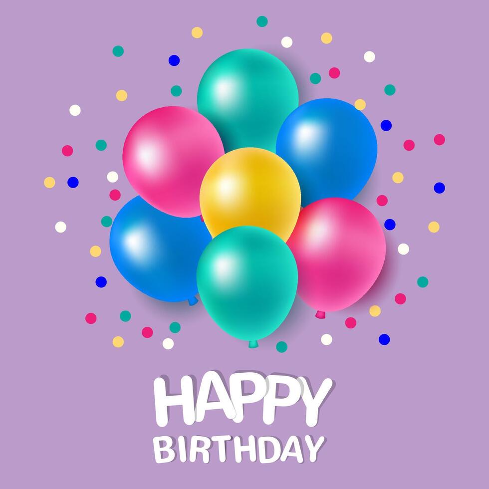Colorful balloons with message for happy birthday vector