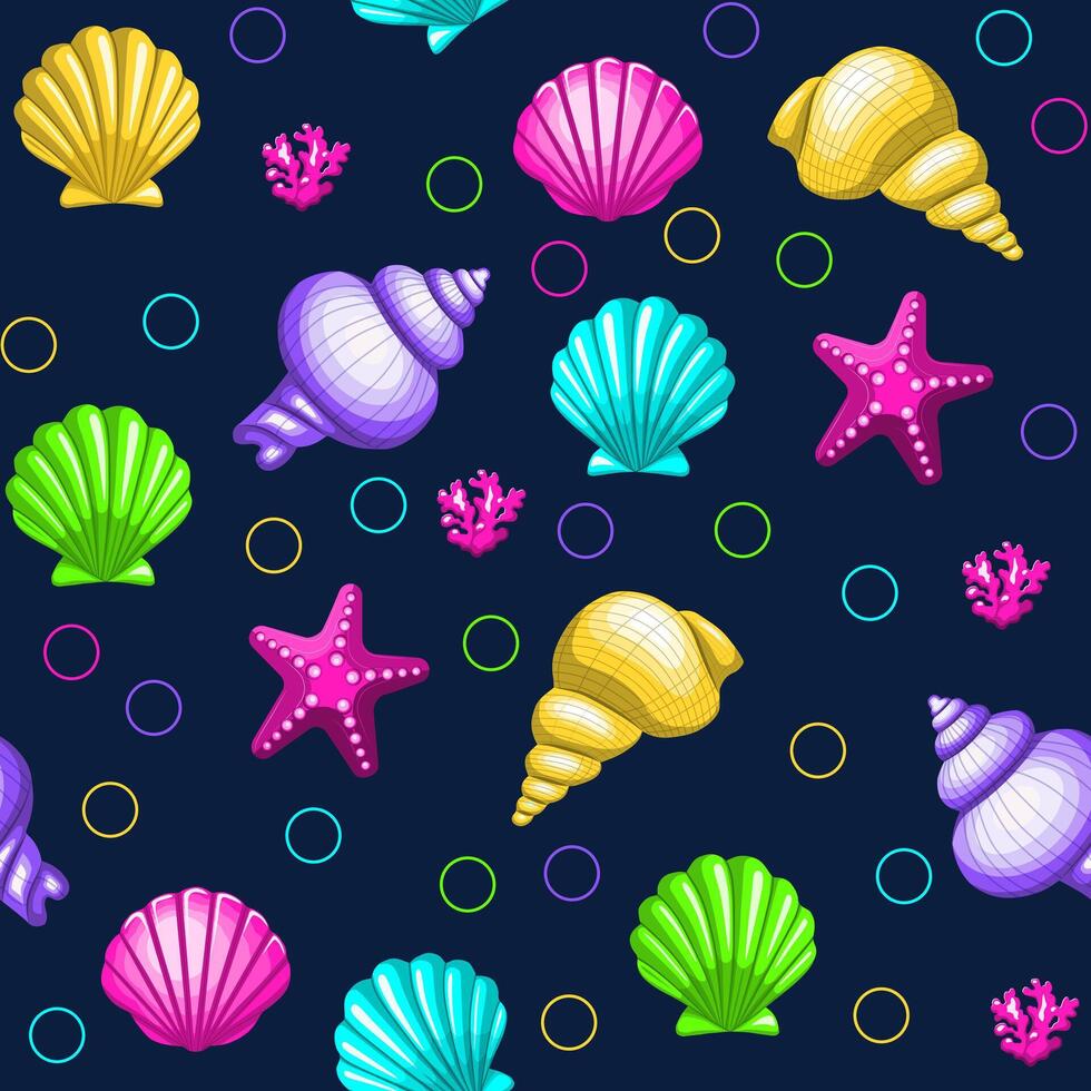 Summer icon sticker set. Collection of seashell stickers vector