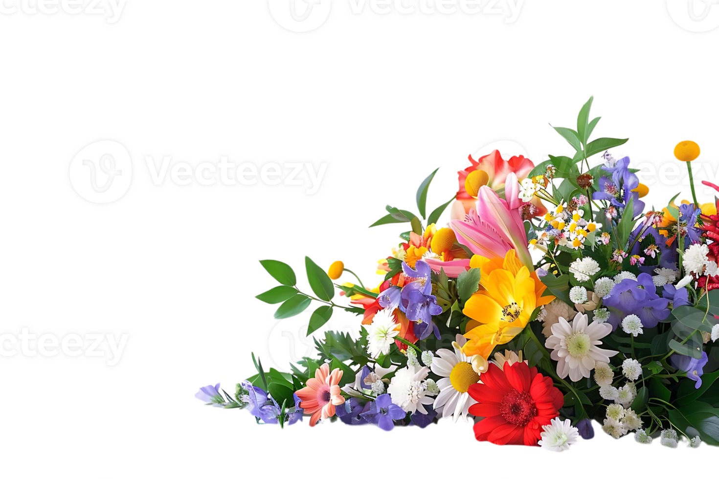 Vibrant Bouquet of Flowers with a Transparent Background png