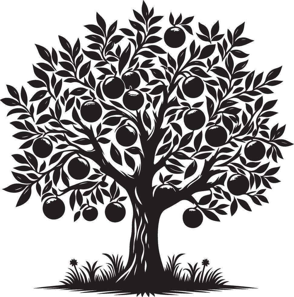 orange Tree, black color silhouette vector