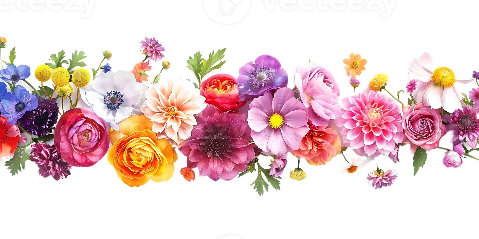 Blooming Bouquet of Colorful Flowers with a Transparent Background png