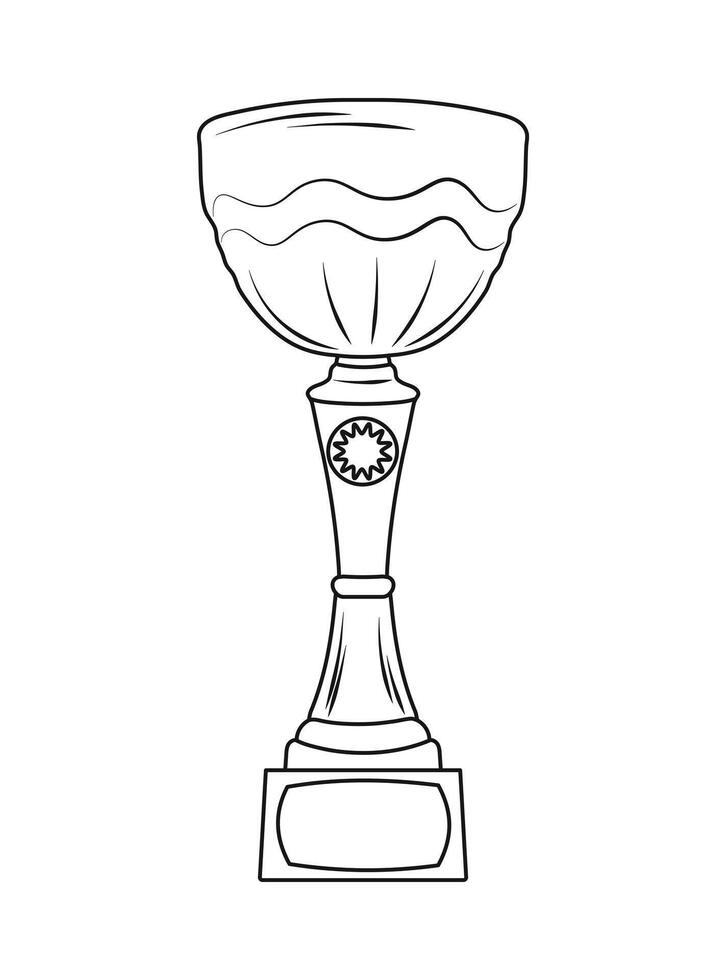 Sketch of trophy, goblet, cup, chalice. Victory symbol vector