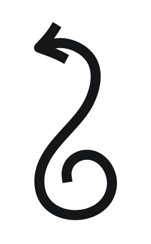 Hand drawn black wavy arrow on white background vector