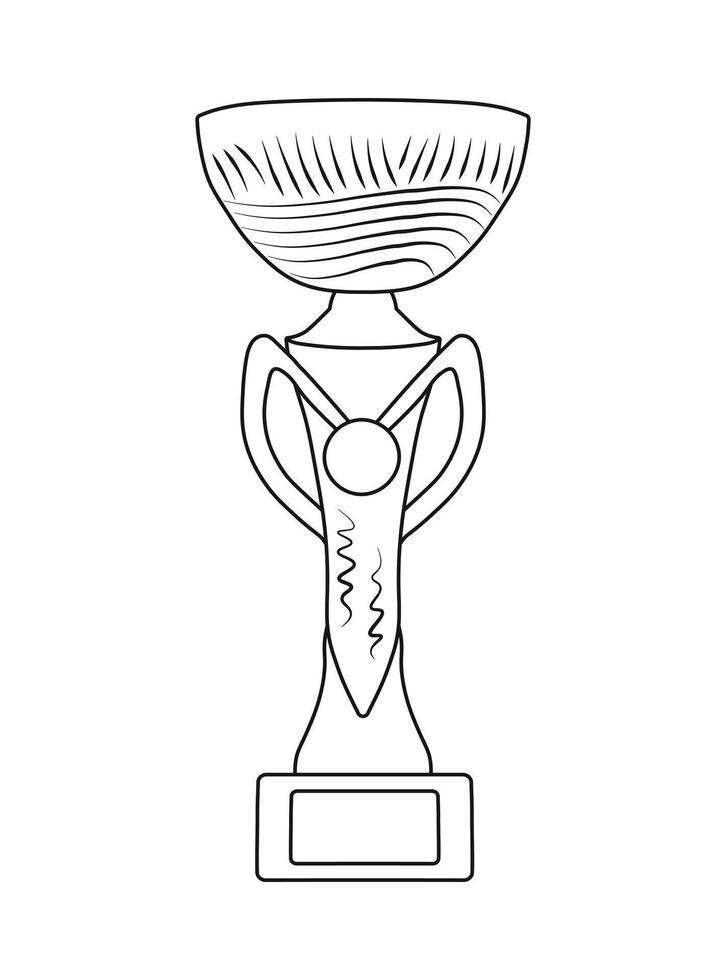 Sketch of trophy, goblet, cup, chalice. Victory symbol vector