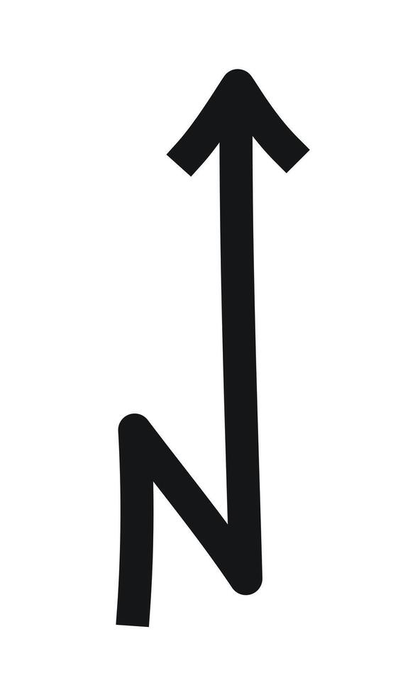 Hand drawn black wavy arrow on white background vector