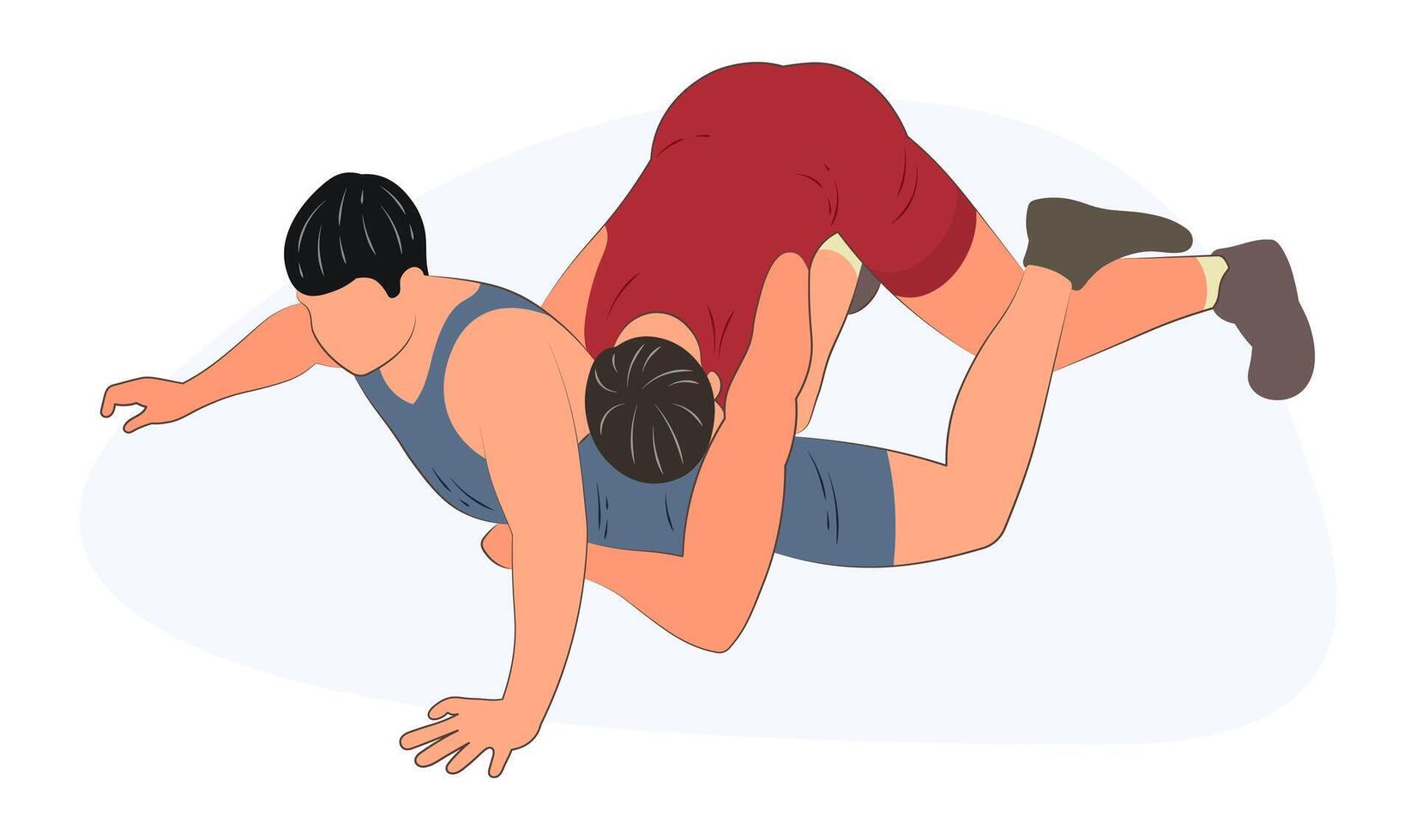 Image of wrestlers in a prone position, Greco-Roman wrestling, duel, sketch outline vector
