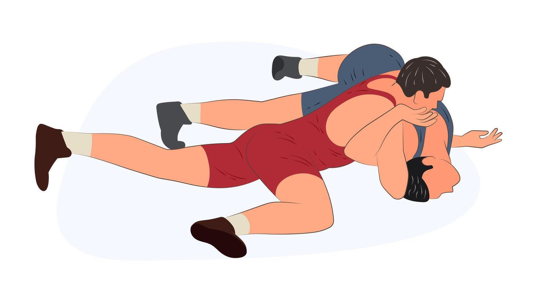 Image of wrestlers in a prone position, Greco-Roman wrestling, duel, sketch outline vector