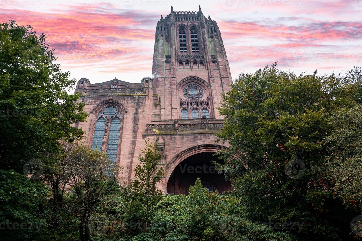Liverpool Cathedral View from the Cemetery, a Serene and Spiritual Perspective of the Iconic Anglican Church photo