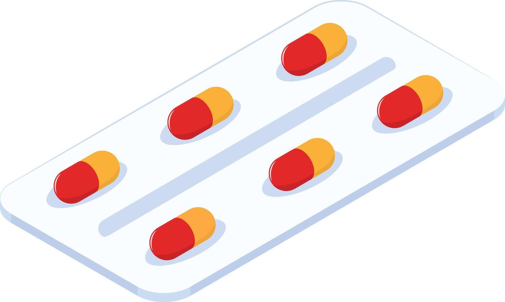 Capsule Blister Pack Isometric Style vector