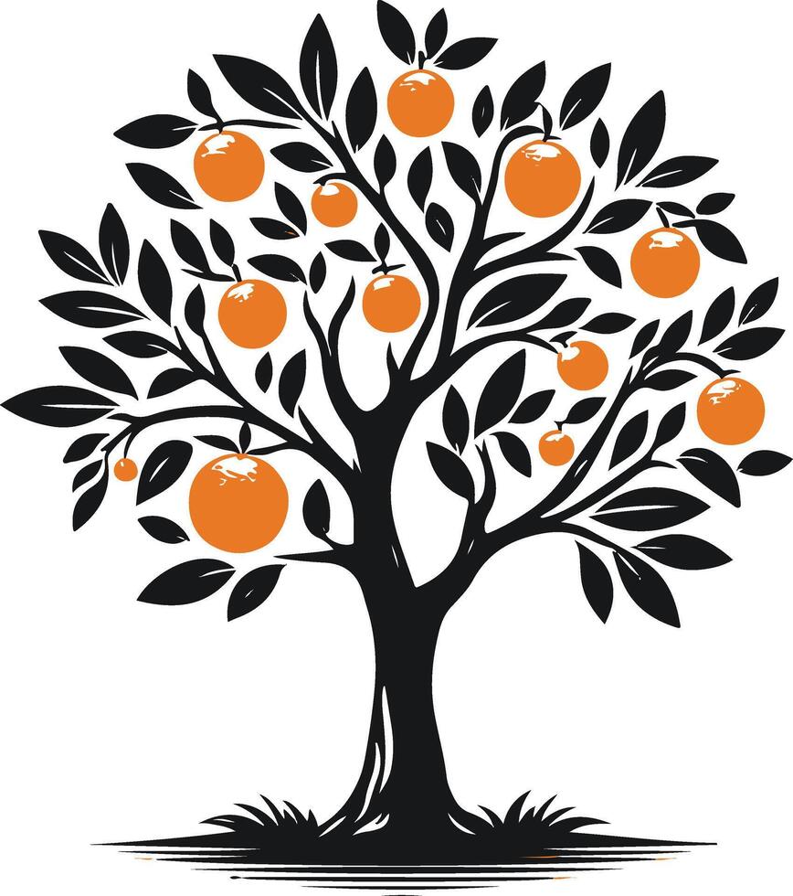 orange Tree, black color silhouette vector