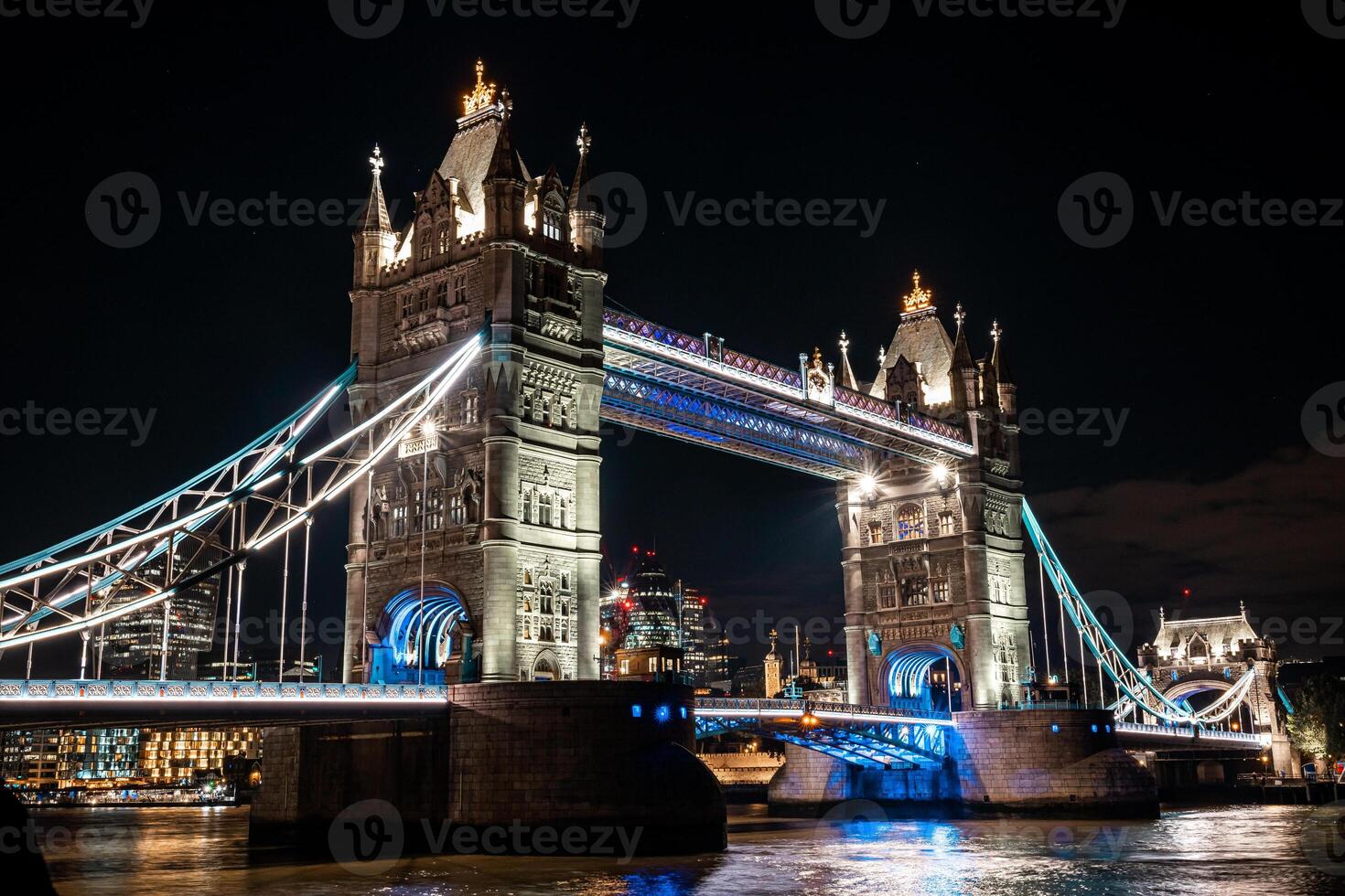 London Tower Bridge at Night. One of London's most famous bridges and must see landmarks in London. photo