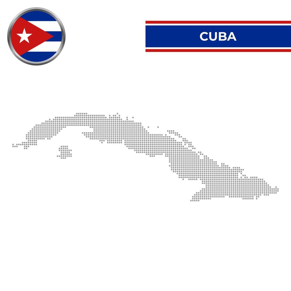 Dotted map of Cuba with circular flag vector