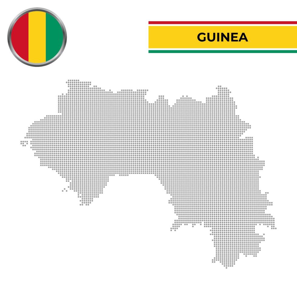 Dotted map of Guinea with circular flag vector