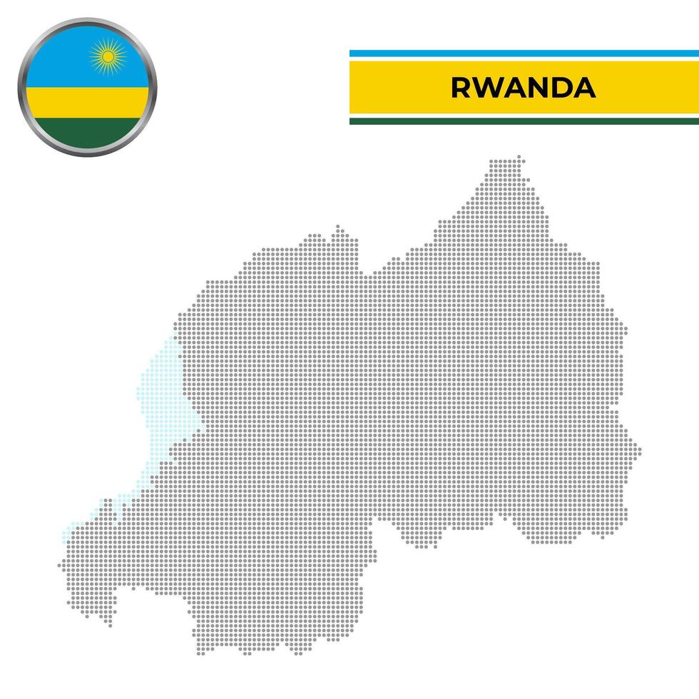 Dotted map of Rwanda with circular flag vector