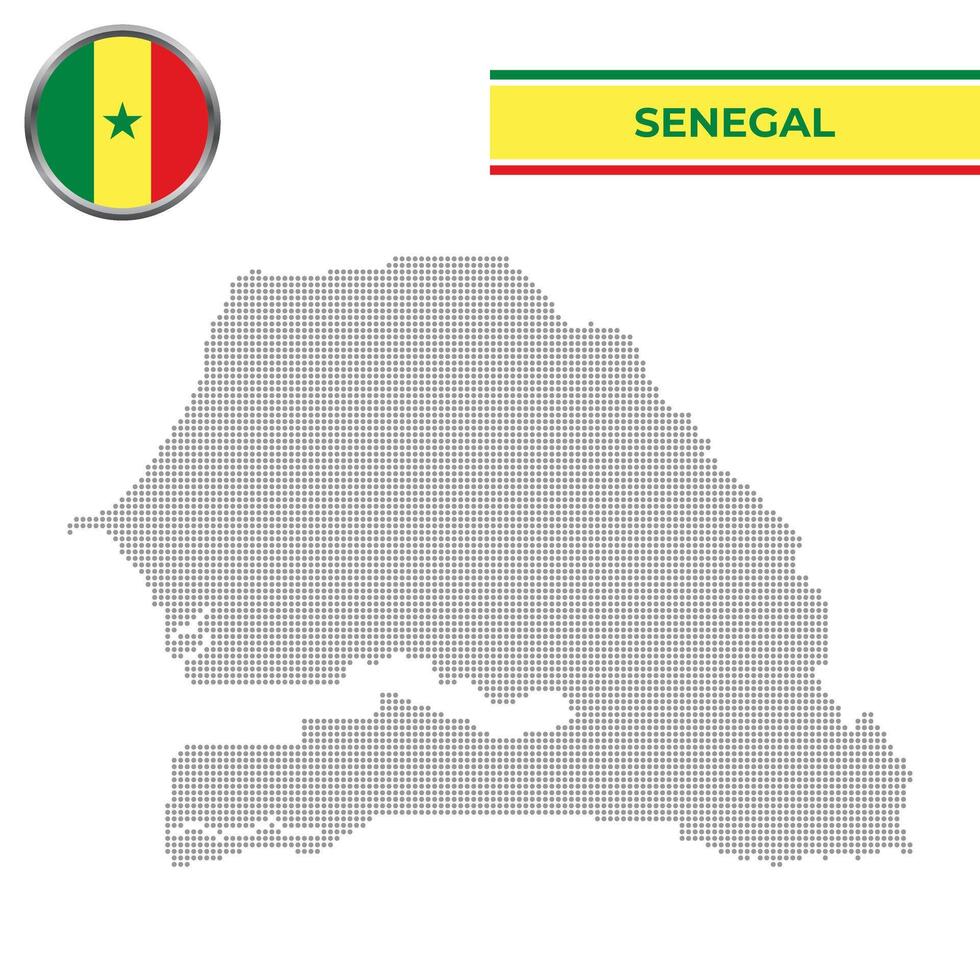 Dotted map of Senegal with circular flag vector