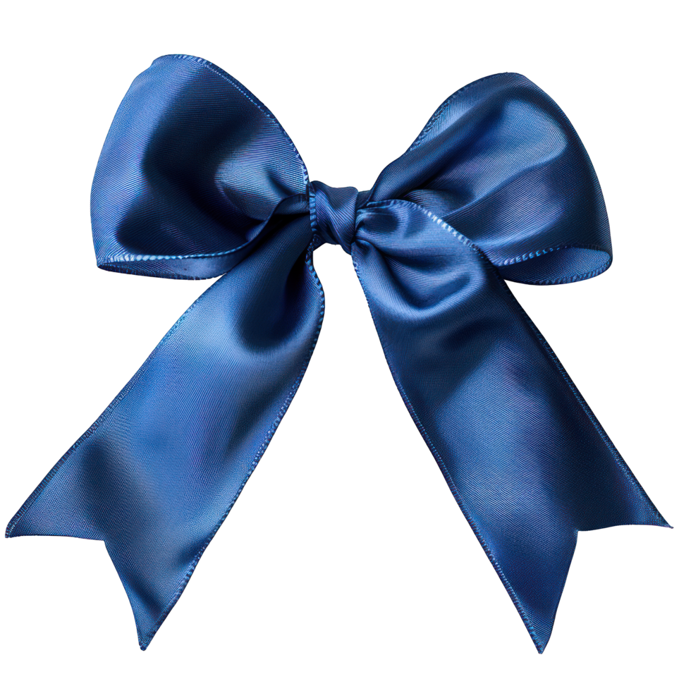 blue realistic bow ribbon, gift wrap decoration, isolated on a transparent background. , cutout, or clipping path. png