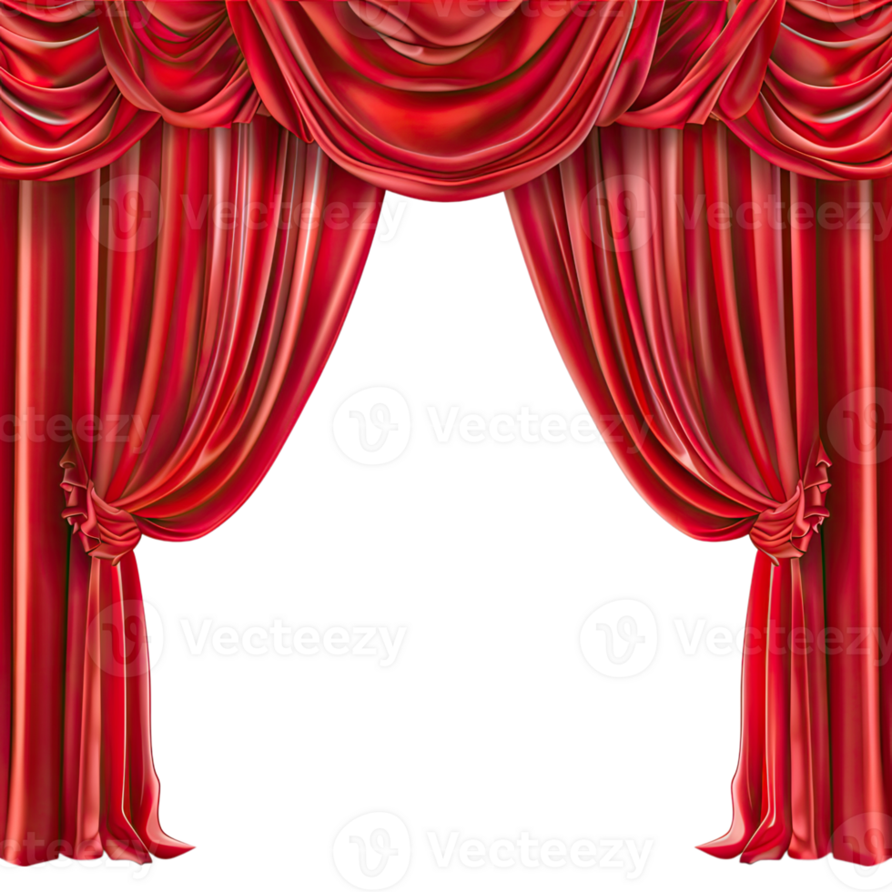 Transparent Dramatic Unveiling. Theater or Cinema Opening the Curtain. Transparent background png
