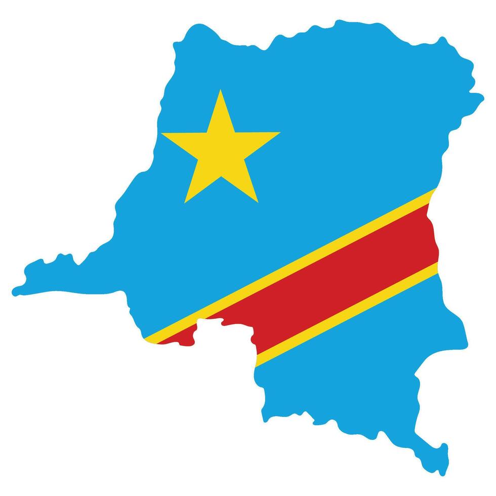Democratic Republic of the Congo map with national flag. Map of Congo with Congo flag vector