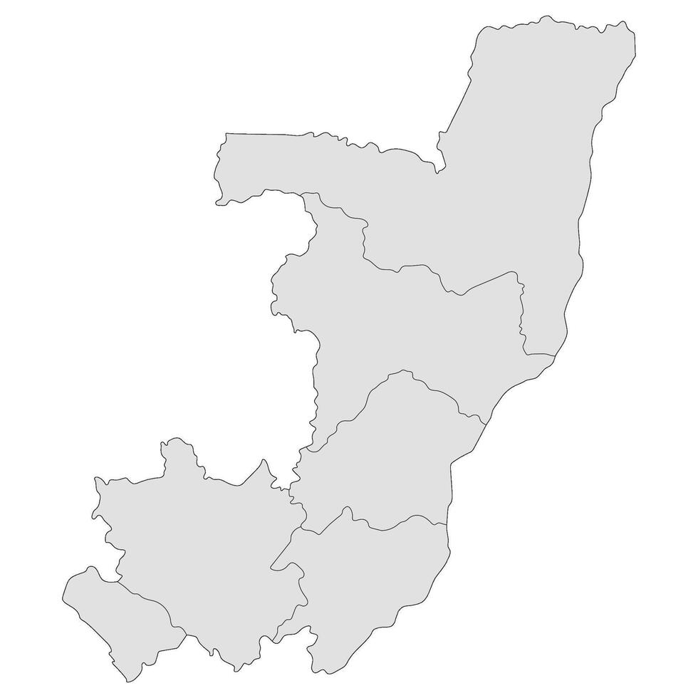 The Republic of the Congo map. Map of The Republic of the Congo in main regions in grey color vector