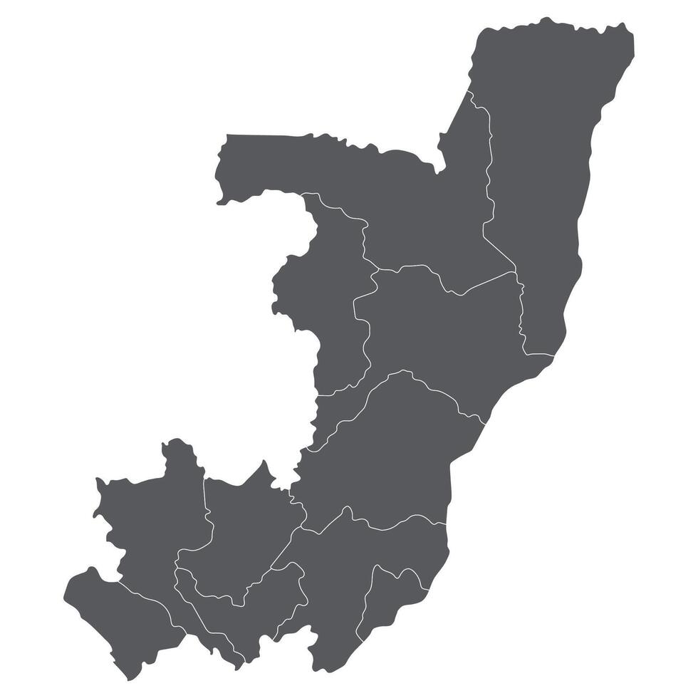 The Republic of the Congo map. Map of The Republic of the Congo in administrative provinces in grey color vector