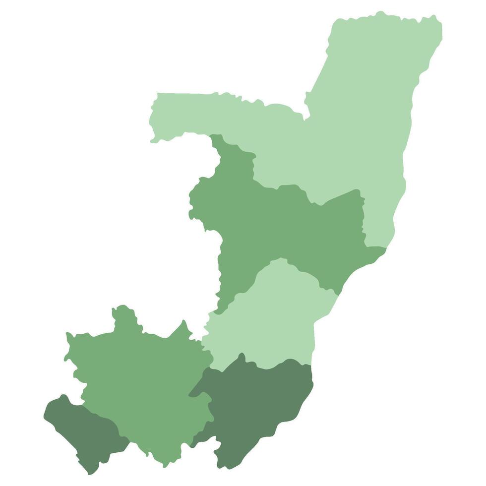 The Republic of the Congo map. Map of The Republic of the Congo in main regions in multicolor vector