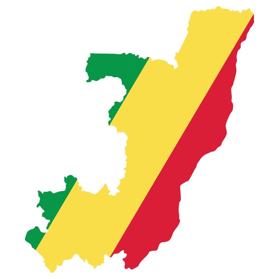 The Republic of the Congo map with national flag. Map of The Republic of the Congo with Congo flag vector