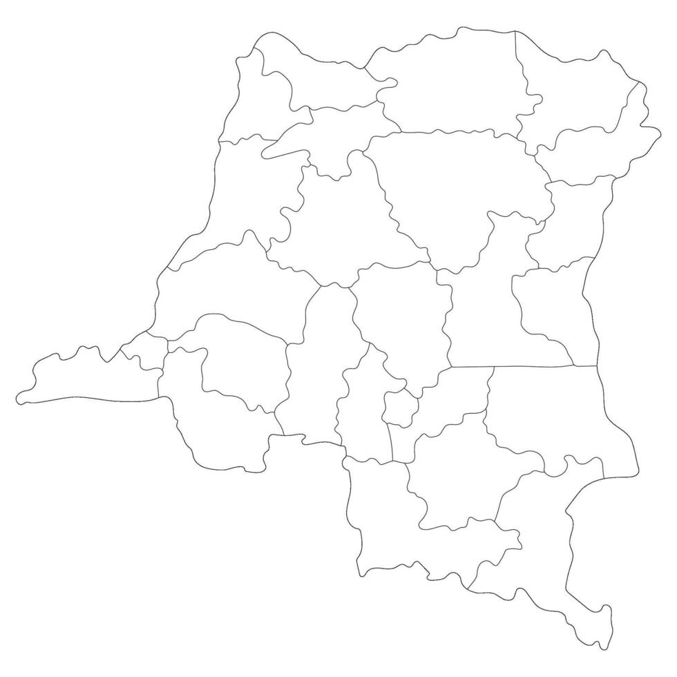 Democratic Republic of the Congo map. Map of Democratic Republic of the Congo in administrative provinces in white color vector