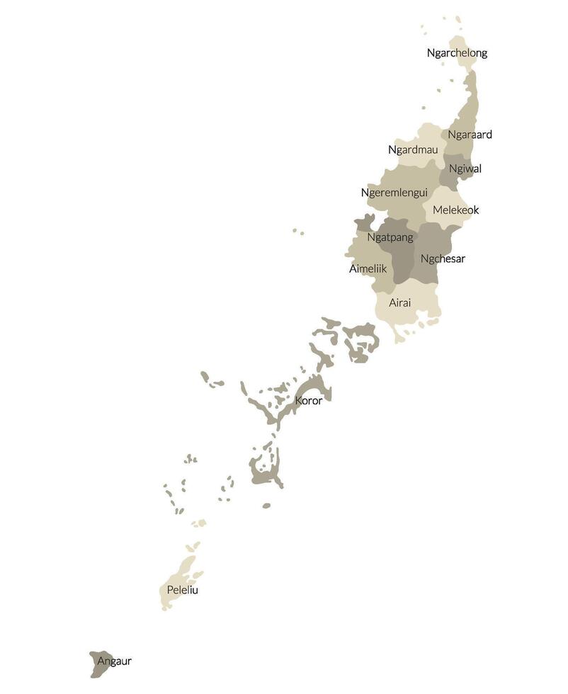 Palau map. Map of Palau in administrative provinces vector