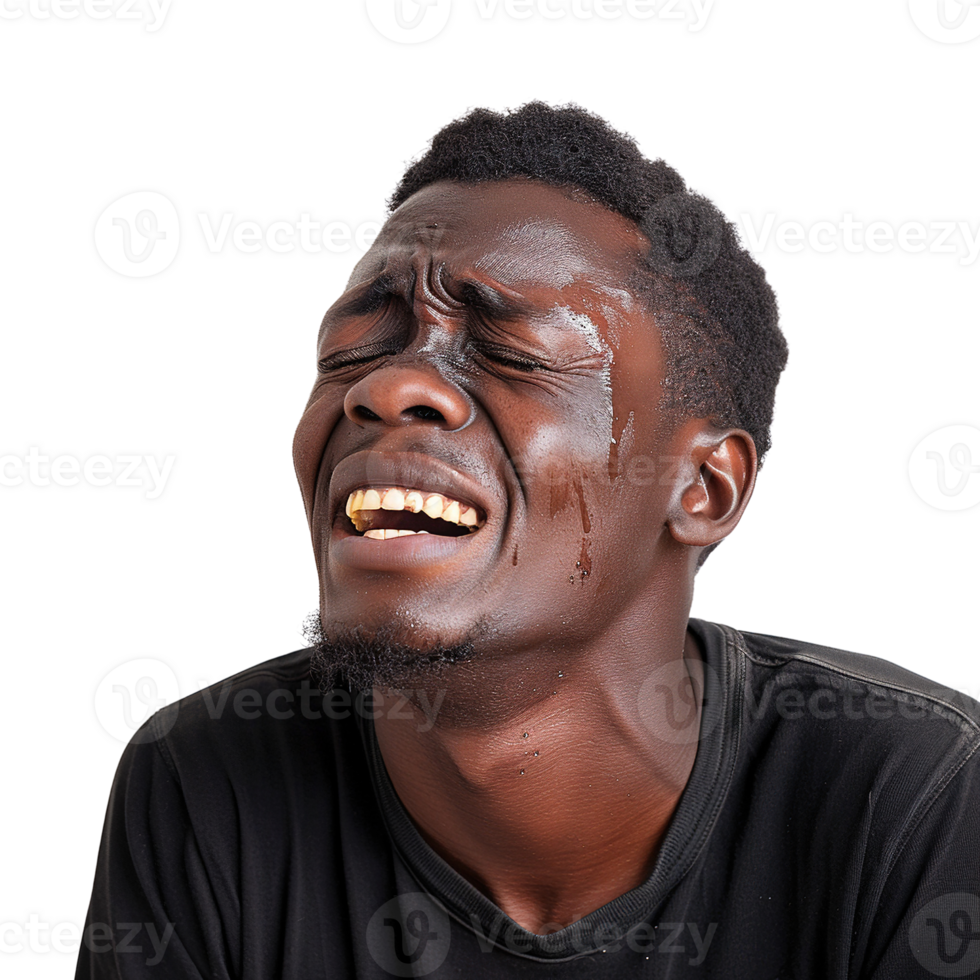 A man is crying and laughing at the same time png