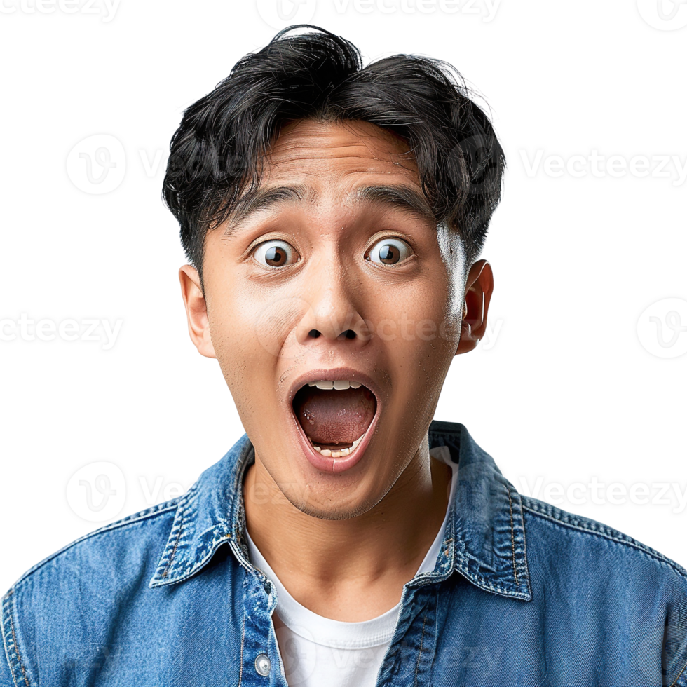 A young man with a surprised expression on his face png