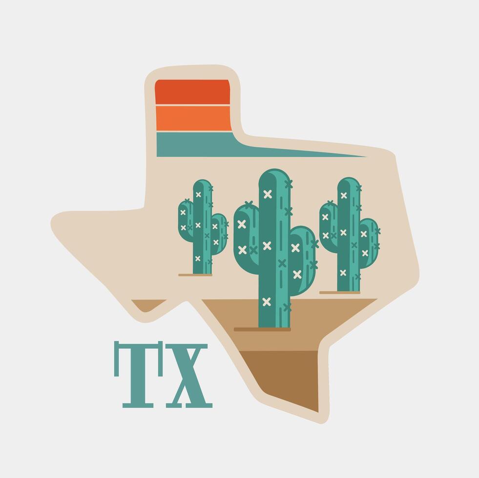 Texas State Desert, Cactus, Perfect for Sticker, Apparel, etc vector