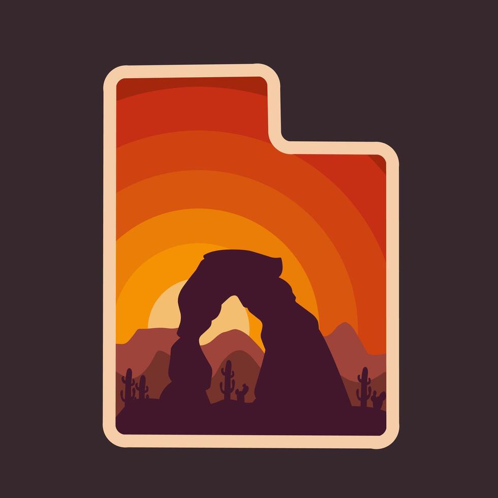 Arches National Park, Utah State, with sunset scenery Perfect for print, apparel, etc vector