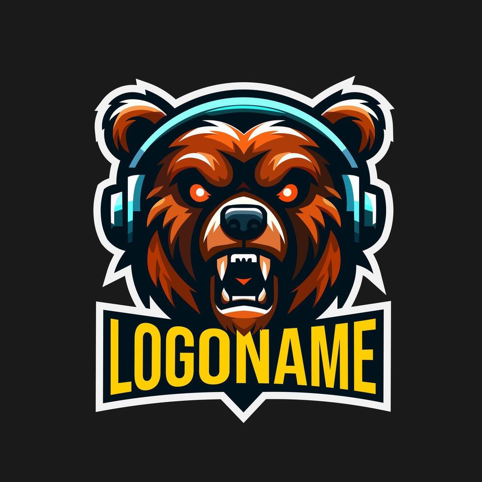 Modern Logo With Bear Head Suitable For Gaming Community vector