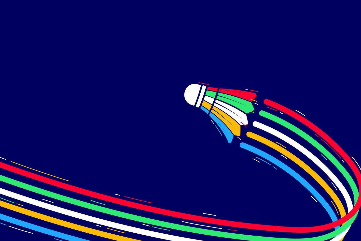 Badminton shuttlecock background with colorful lines vector