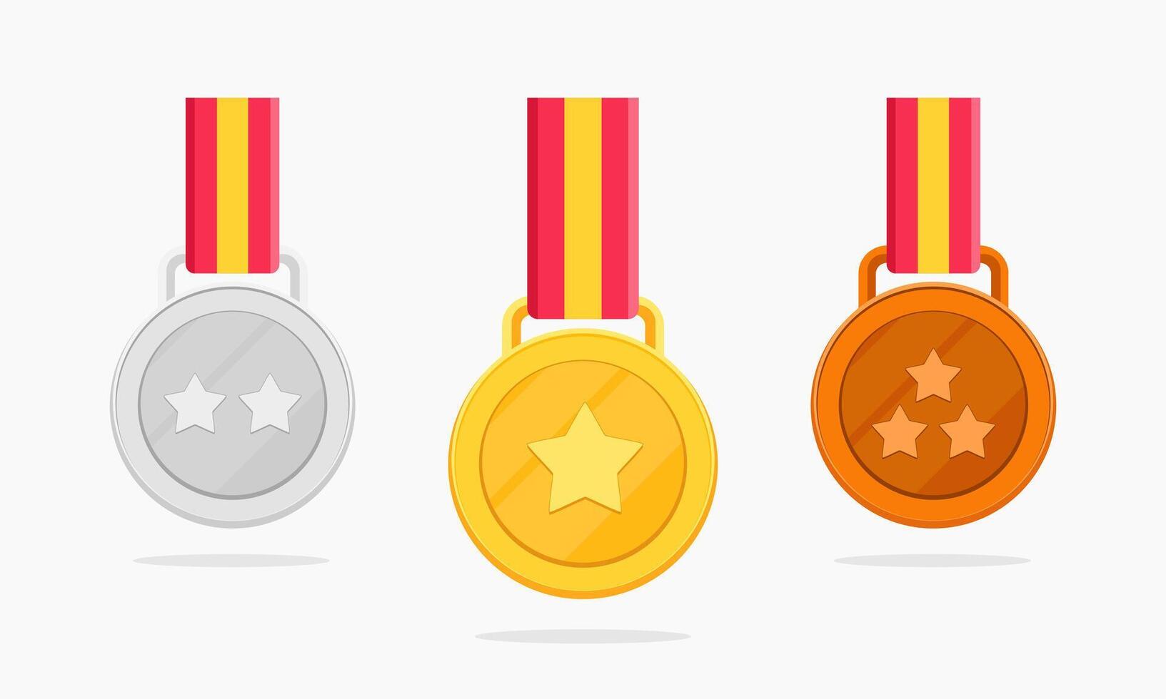 Medals icons for sport competitions, awards, and achievement themed designs vector