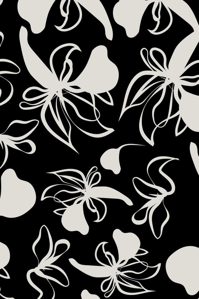 The flowers are represented in a highly stylized and abstract manner, with flowing, curvilinear lines that suggest movement and grace vector