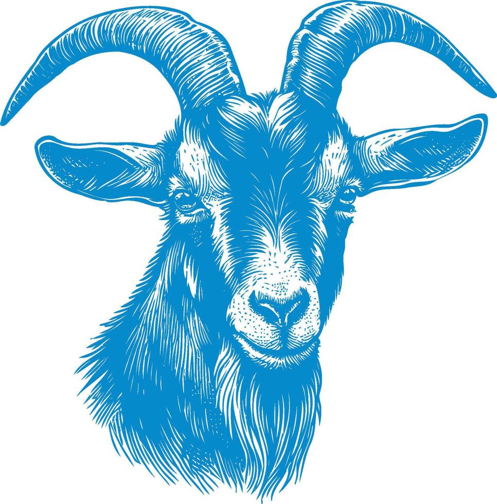 Goat Engraving illustration Design, isolated on white background vector