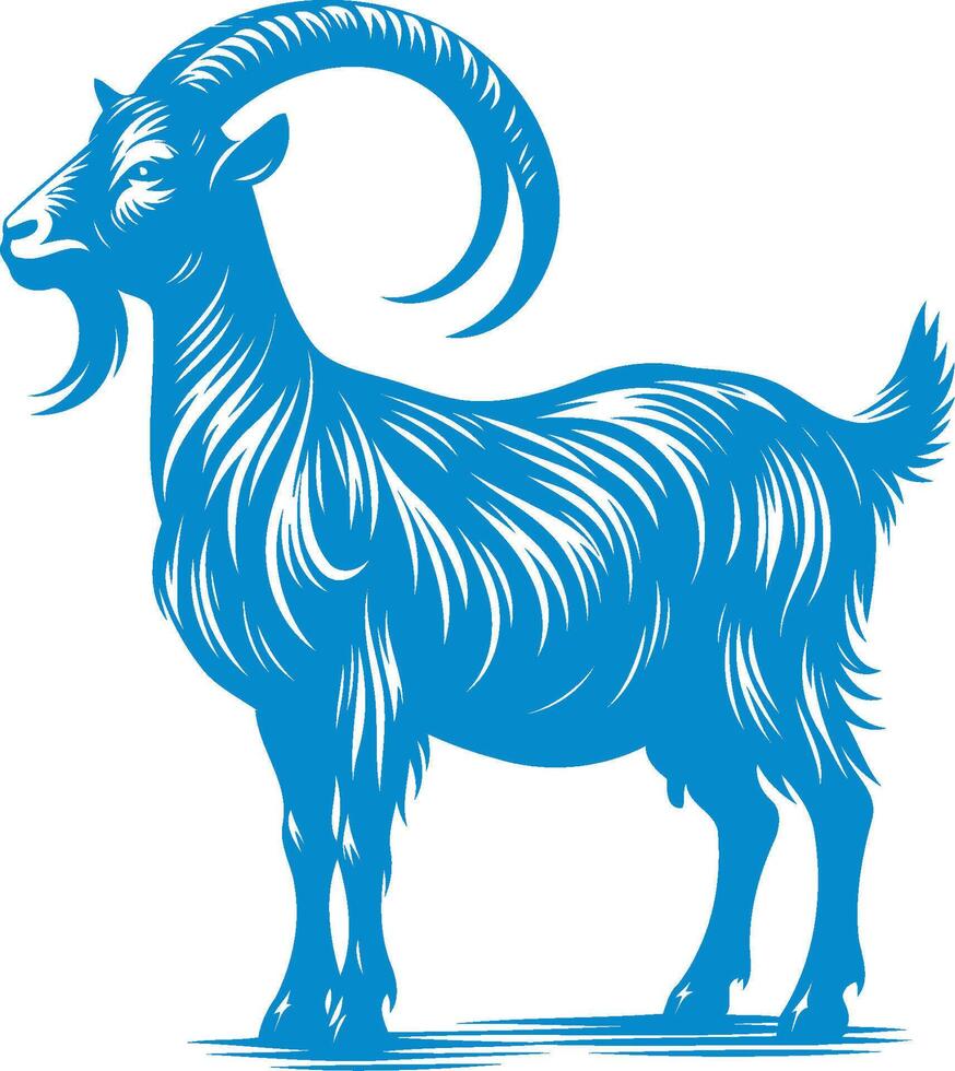 Goat Engraving illustration Design, isolated on white background vector