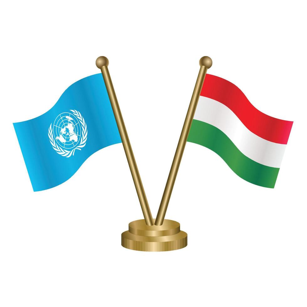 United Nations and Hungary table flags vector