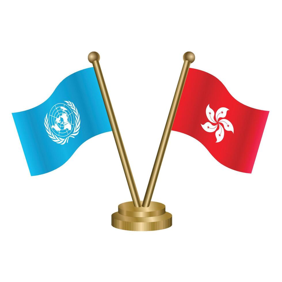 United Nations and Hong Kong table flags vector