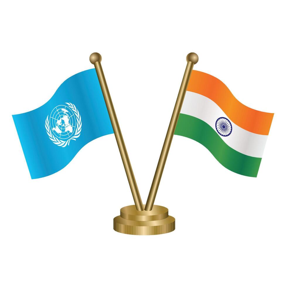 United Nations and India table flags vector