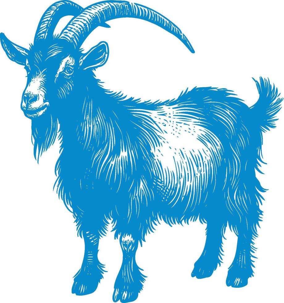 Goat Engraving illustration Design, isolated on white background vector