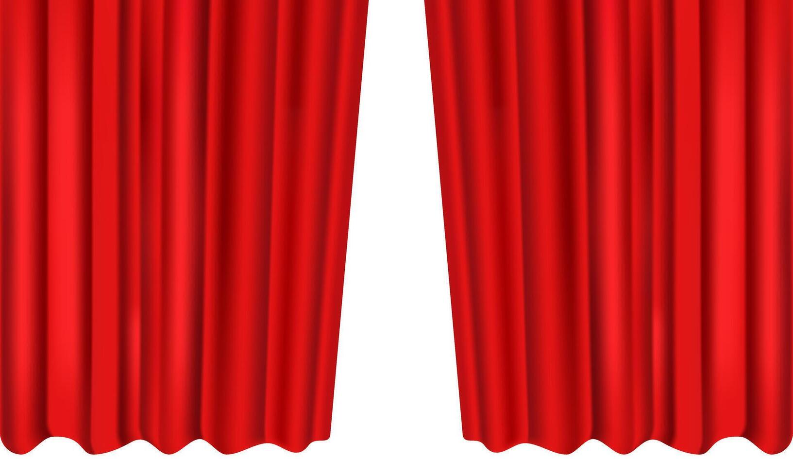 3d Realistic red stage curtain isolated on white background vector